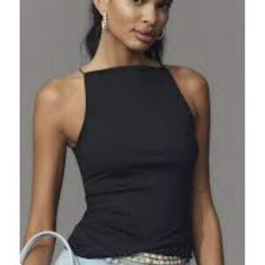 Anthropologie Maeve Black Square Neck Top NWT